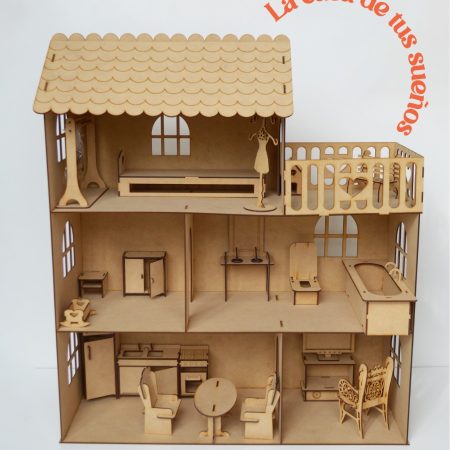 Casita 85×75 3mm con balcon mas 18 muebles